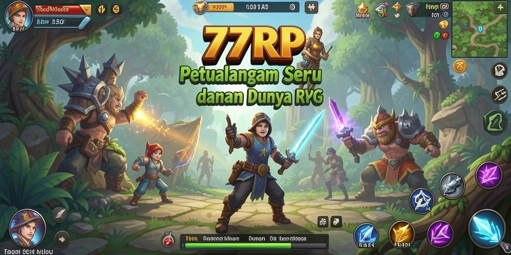 Screenshot 77RP menampilkan aksi pertarungan seru dalam dunia fantasi.