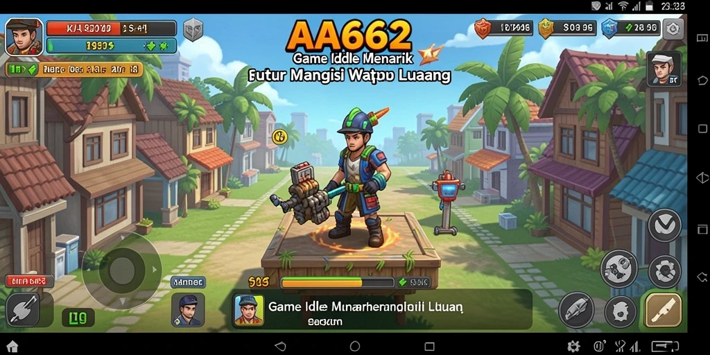 Screenshot gameplay menampilkan karakter bermain dengan sistem idle yang menarik.