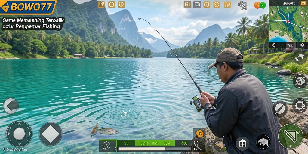 Tampilan gameplay BOWO77 dengan aksi memancing yang seru.