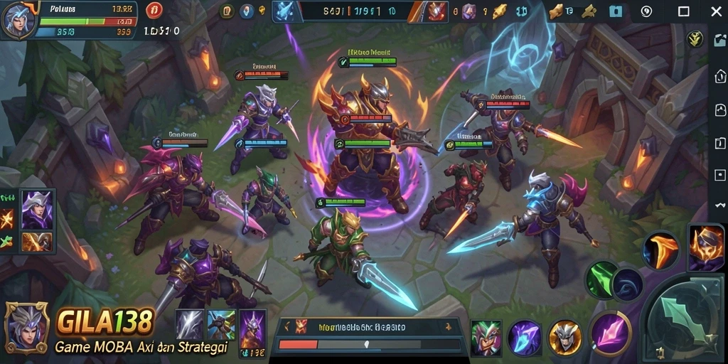 Tampilan gameplay seru GILA138 dengan aksi MOBA yang mendebarkan.
