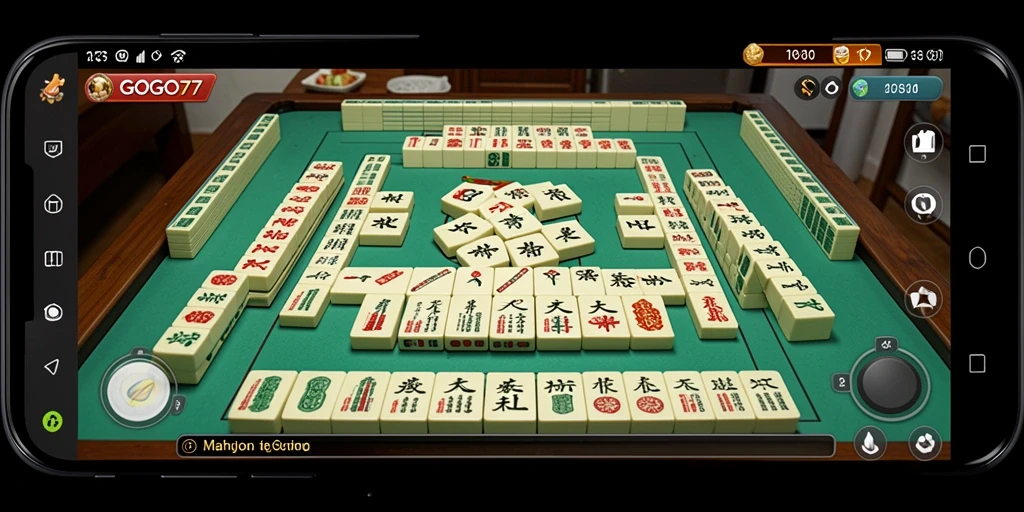 Tampilan gameplay menarik dari GOGO77 dengan suasana permainan Mahjong.