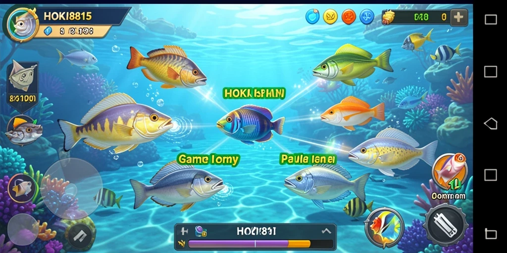 Screenshot HOKI8815 menampilkan aksi menembak ikan yang seru.