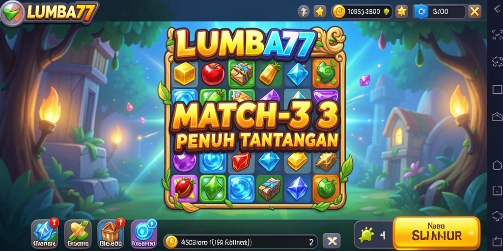 Tampilan gameplay seru LUMBA77 dengan berbagai objek warna-warni.
