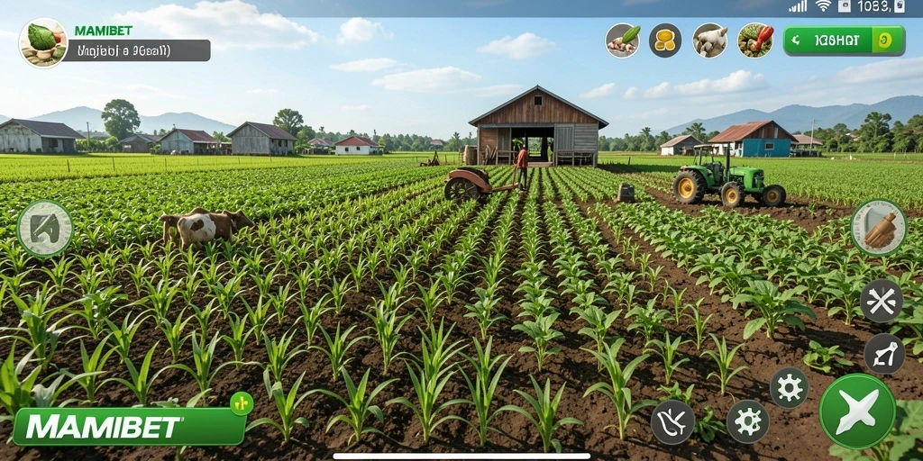 Tampilan gameplay MAMIBET yang menawan dengan suasana pertanian.