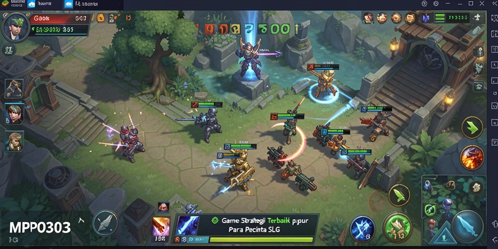 Screenshot gameplay SLG yang menampilkan strategi pertempuran intens.