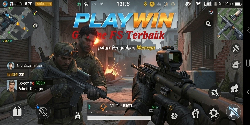 Tampilan gameplay intens dari PLAYWIN dengan aksi tembak-menembak yang seru.