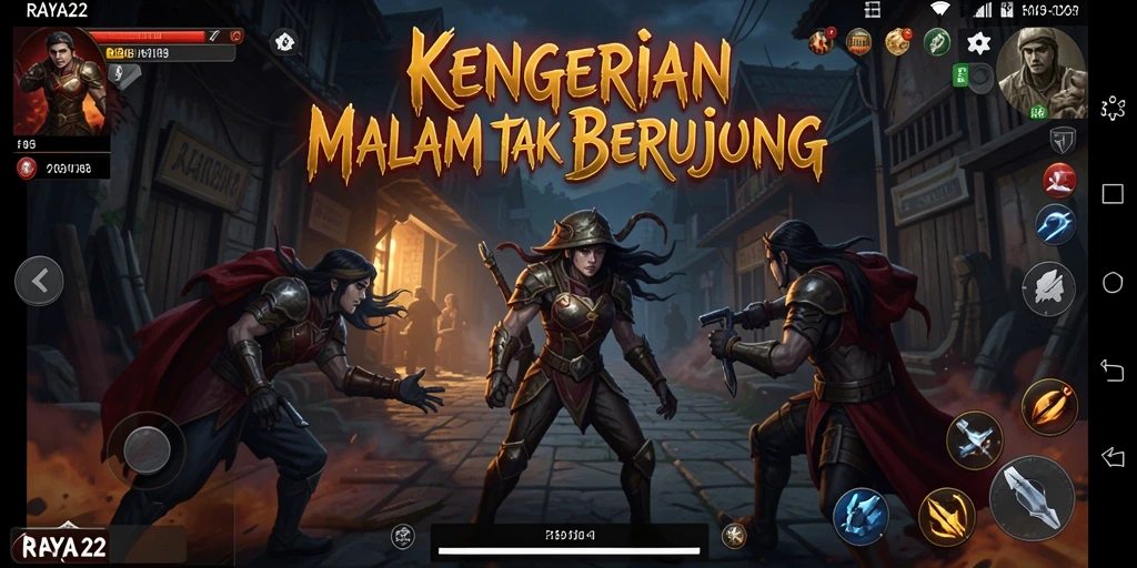 Tangkapan layar gameplay RAYA22 dengan suasana menyeramkan.