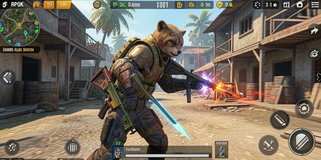 Screenshot gameplay RPOK menampilkan aksi seru di arena TPS.