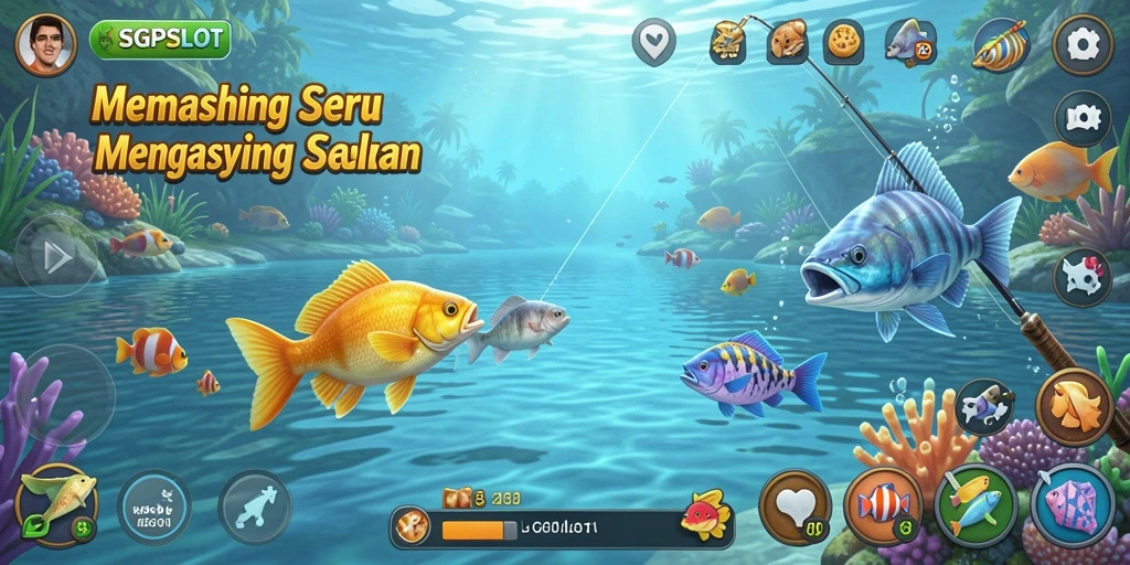 Tampilan gameplay SGPSLOT yang mengasyikan dengan suasana memancing yang realistis.