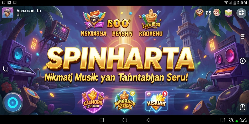 Tampilan gameplay seru SPINHARTA saat bermain musik.